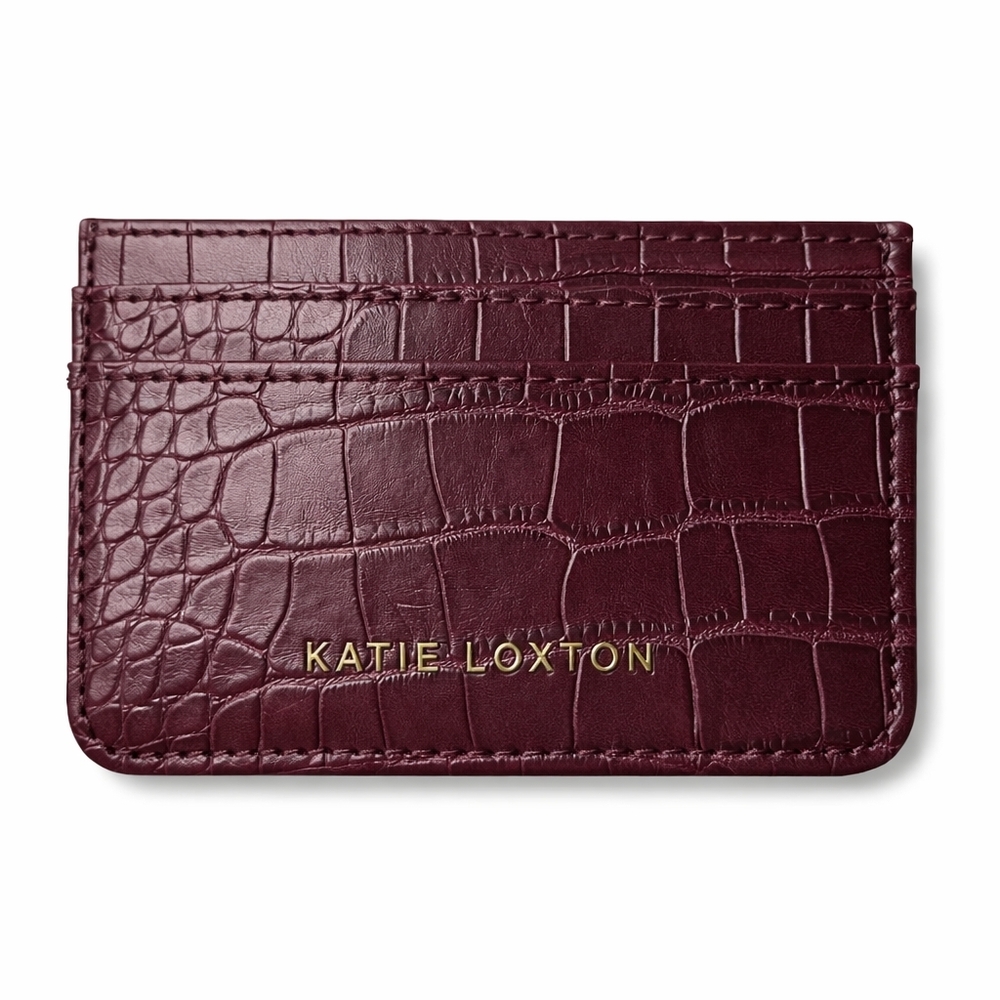 KATIE LOXTON BURGANDY CROC CARD HOLDER